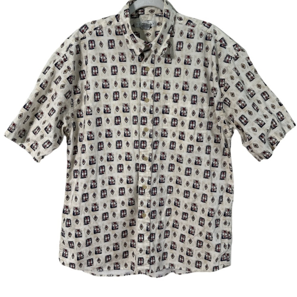 Tribute patterned button up shirt l